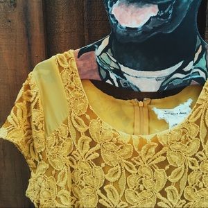 Yellow lace floral dress Urban Outfitters
